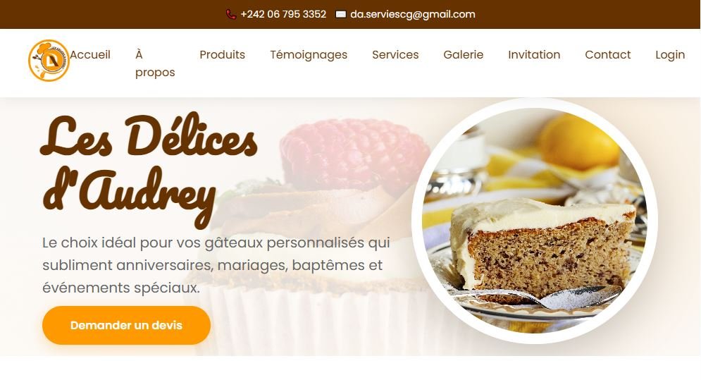 Site e-commerce pâtisserie artisanale Les Délices d'Audrey développé par DXM-TECH